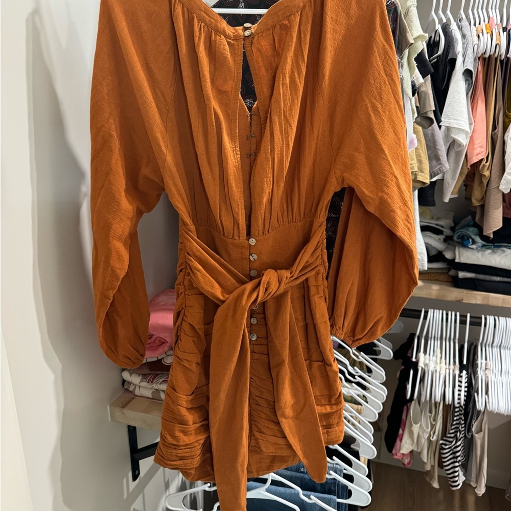 Free People Orange Long Sleeve Dress